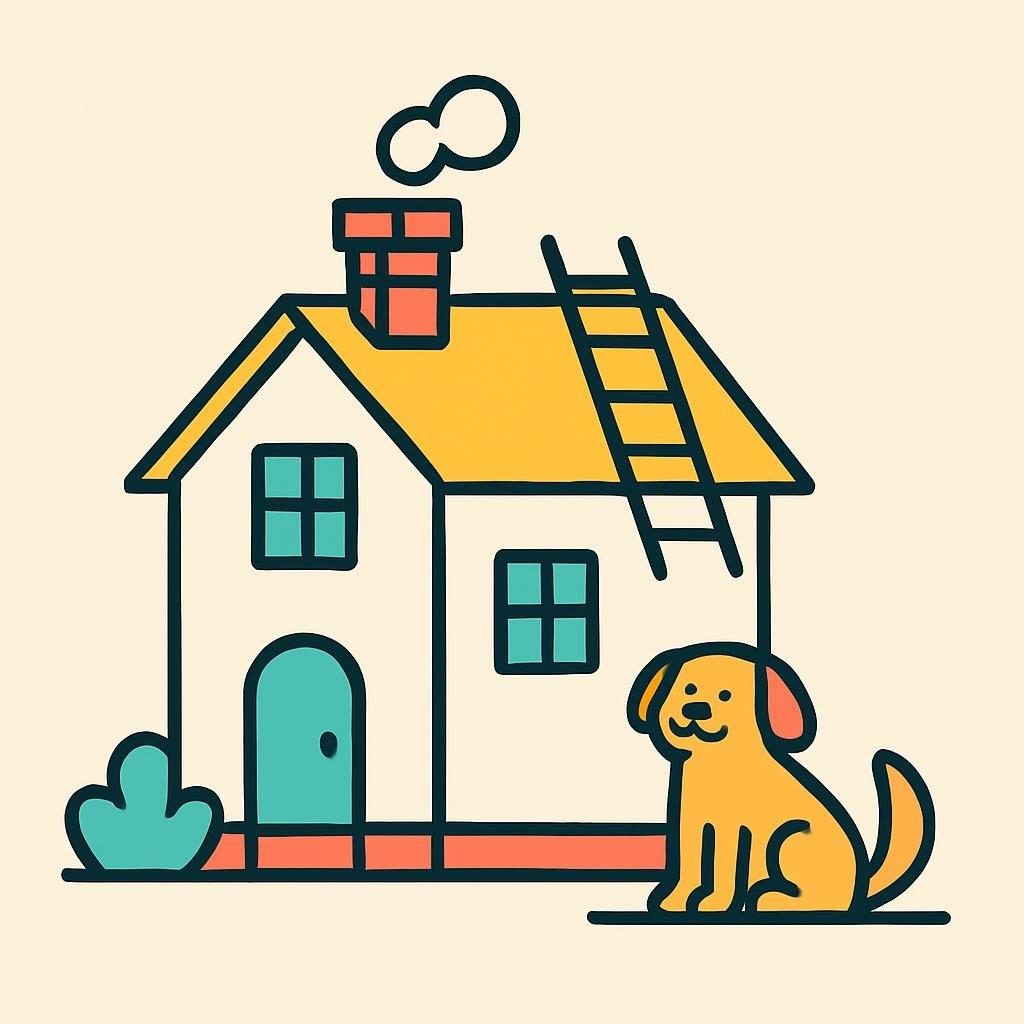 Drawing of a house with a chimney